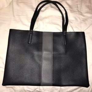 vince camuto black striped tote bag